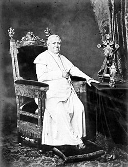 Pope Pius IX (here pictured c. 1864) proclaimed two dogmas