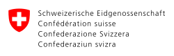 The logo and name of the Swiss federal administration in the four national languages of Switzerland (German, French, Italian, and Romansh)
