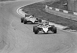 In 1983, Alain Prost (back) nearly beat Nelson Piquet (front) for his first world title. Prost led Piquet by 14 points with three races to go, but lost the title after his Renault suffered two engine failures in three races.