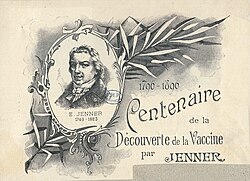 French print in 1896 marking the centenary of Jenner's vaccine