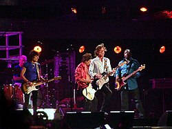 The Oxford Dictionary of Music states that the term "pop" refers to music performed by such artists as the Rolling Stones (pictured here in a 2006 performance).