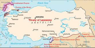 The Treaty of Lausanne, signed in 1923 that guaranteed Turkey's independence, replacing the Treaty of Sèvres