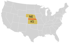 The 40th parallel defines the state line between Nebraska and Kansas