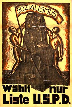 A 1919 USPD campaign poster reading "Vote only for the USPD list"