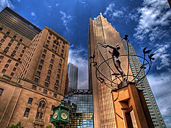 The Monument to Multiculturalism in Toronto, Canada. Four identical sculptures are located in East London (South Africa), in Changchun (China), in Sarajevo (Bosnia and Herzegovina), and in Sydney (Australia).