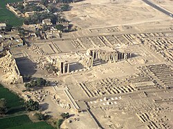 The remains of the Ramesseum in aerial view