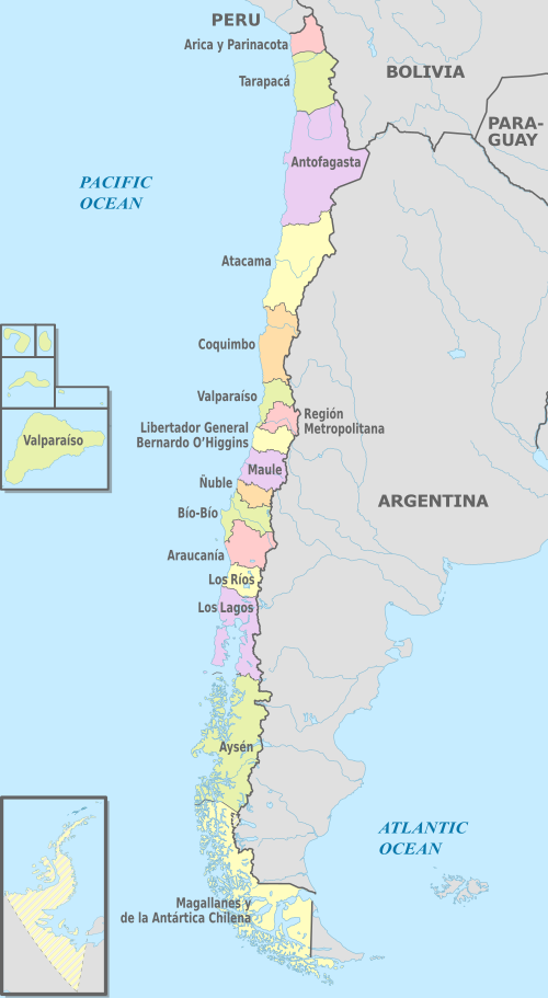 Map of Regions of Chile