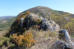 Cinder cones and vegetation of Kula Volcano in Turkey