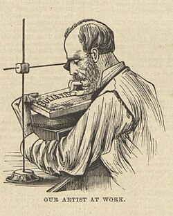 A lithographer at work, 1880.
