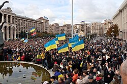 A "No to capitulation!" protest in Kyiv, October 2019
