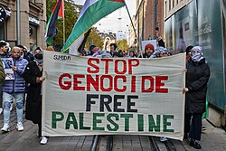 "Stop genocide, free Palestine" rally in Helsinki, 21 October 2023
