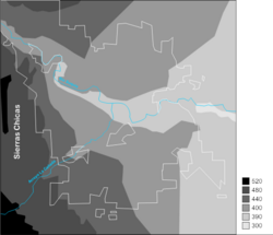 Topographical relief map of the city of Córdoba