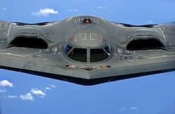 The B-2's engines are buried within its wing to conceal the engines' fans and minimize their exhaust signature.