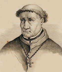 Torquemada is buried in the monastery of Saint Thomas at Ávila, and left his own epitaph Pestem Fugat Haereticam, meaning "drove away the pestilence of heresy".[28]