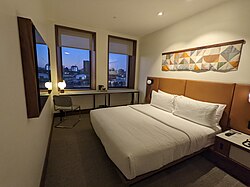 A guestroom in the hotel