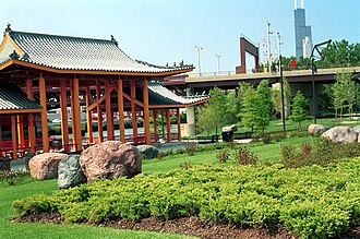 The riverfront pavilion in Ping Tom Memorial Park