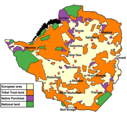 Land apportionment in Rhodesia in 1965