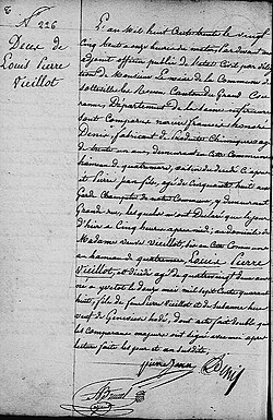 Death entry for Louis Pierre Vieillot on 24 August 1830 in Sotteville-lès-Rouen