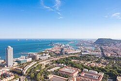 Aerial view of Zona Franca and the Port of Barcelona