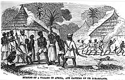 Burning of a Village in Africa, and Capture of its Inhabitants (p. 12, February 1859, XVI)[372]