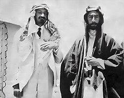 Faisal (right) with Chaim Weizmann in Syria, 1918