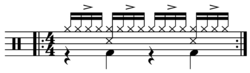 "One drop" sixteenth-note drum pattern