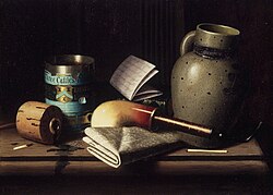 William Michael Harnett (American, 1848–1892), Still Life with Three Castles Tobacco, 1880, Brooklyn Museum