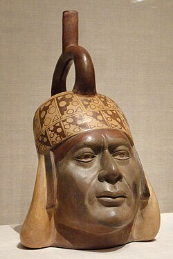 Moche portrait vessel from Peru, 100 BCE–500 CE
