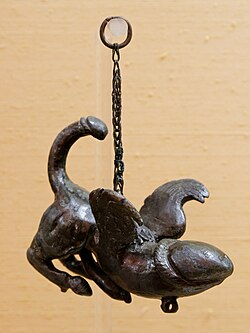 Tintinnabulum from Pompeii showing a phallus with wings, feet and a tail