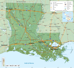 Geographic map of Louisiana