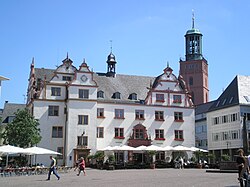 Marktplatz with the old city hall and Stadtkirche Church