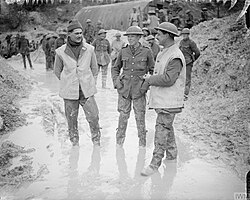 Battle of the Ancre. Officers of the Lincolnshire Regiment wearing trench waders and leather jerkins. Near St.Pierre Divion, November 1916.