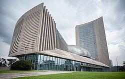 The African Union Headquarters located in Addis Ababa. Ethiopia is a founding member of the AU.