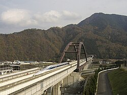 A maglev train on the Yamanashi Test Track, November 2005