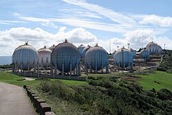 LPG Horton sphere tanks at a Repsol Butano facility in Gijón, Spain