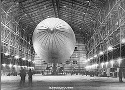 Interior view of Carlsen Field's LTA hangar built by African American Seabees of the 80th Naval Construction in 1943