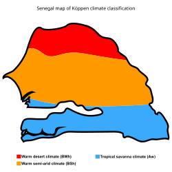 Senegal map of Köppen climate classification