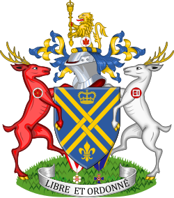 Canadian Governor General Roland Michener's arms, depicting his St John insignia appended right