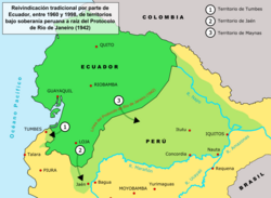 Map of Ecuadorian land claims after 1916