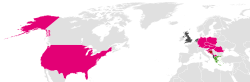 Map of countries where T-Mobile offers carrier services as of 2025: Operating as T-Mobile or Telekom As HT Eronet As Cosmote Former markets