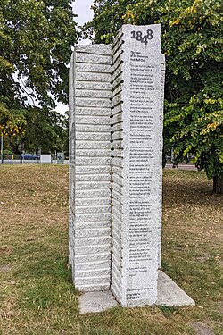 The "Cambridge Rules 1848" monument on Parker's Piece