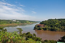 Confluence of the Iguazú and Paraná rivers in Puerto Iguazú, within the Atlantic Forest.