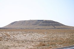 Tell Barri, northeastern Syria, from the west; this is 32 meters (105 feet) high, and its base covers 37 hectares (91 acres)