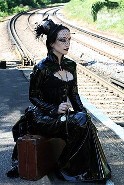 A woman dressed in goth style in June 2008