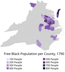 Number of free black people per County in Virginia and North Carolina, 1790.[37]