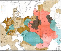 The distribution of Jews in Central Europe in 1881