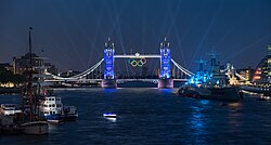 Tower Bridge was illuminated with the Olympic Rings in the week leading up to the opening ceremony.