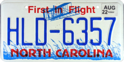 Most common license plate design in the state; includes the Wright Flyer in the background