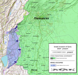 Israeli-occupied Golan Heights and Israeli invasion of Syria in December 2024.