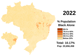 Proportion of Black Brazilians in each department in 2022